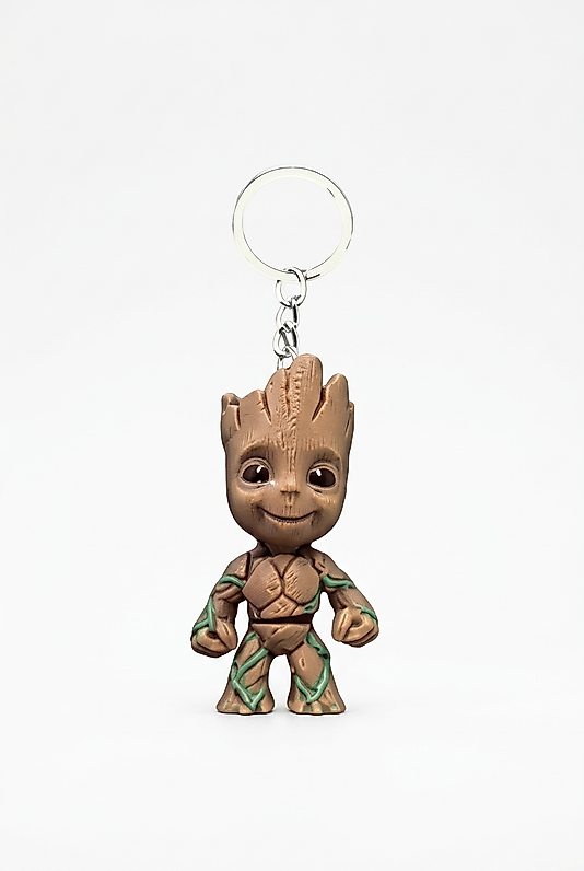 Groot Sevimli Ağaç 3D Baskı Figür Anahtarlık - Marvel Galaksinin Koruyucuları Temalı