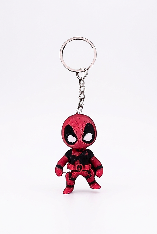 Deadpool 3D Baskı Figür Anahtarlık - Kırmızı Siyah Maskeli Kahraman